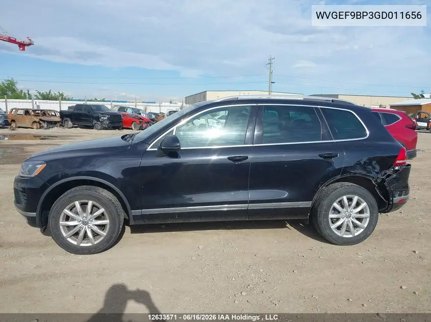 2016 Volkswagen Touareg Sport/Lux/Executive VIN: WVGEF9BP3GD011656 Lot: 12633571