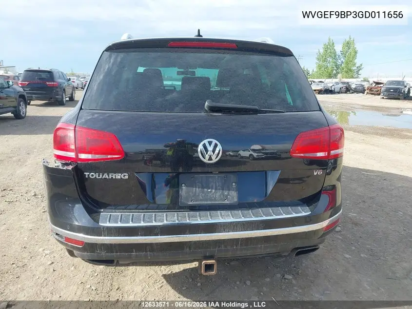 2016 Volkswagen Touareg Sport/Lux/Executive VIN: WVGEF9BP3GD011656 Lot: 12633571