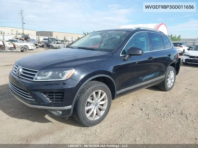 2016 Volkswagen Touareg Sport/Lux/Executive VIN: WVGEF9BP3GD011656 Lot: 12633571