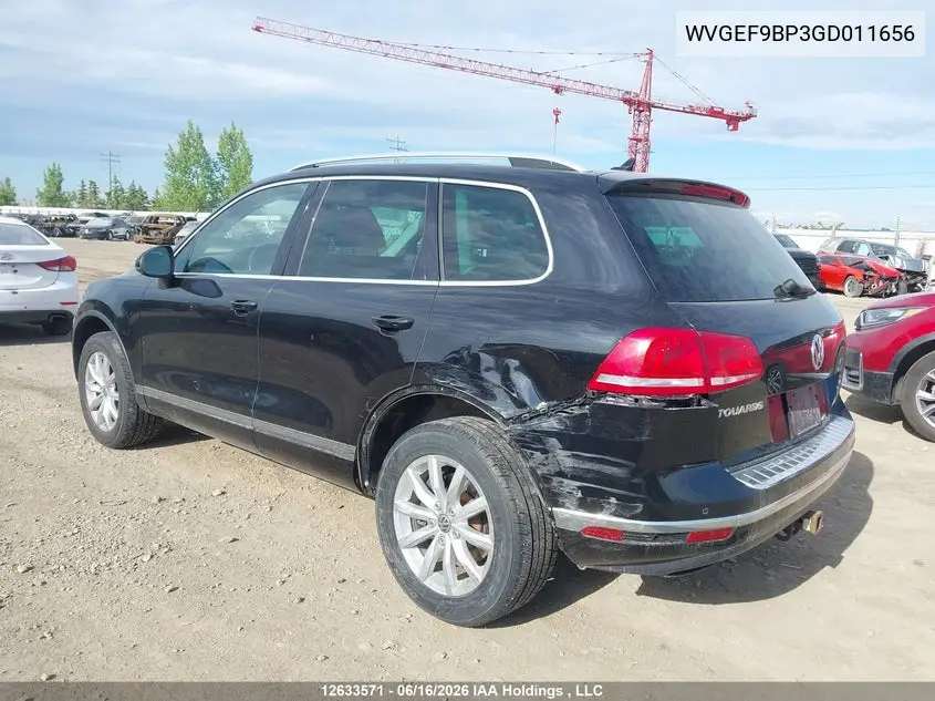2016 Volkswagen Touareg Sport/Lux/Executive VIN: WVGEF9BP3GD011656 Lot: 12633571