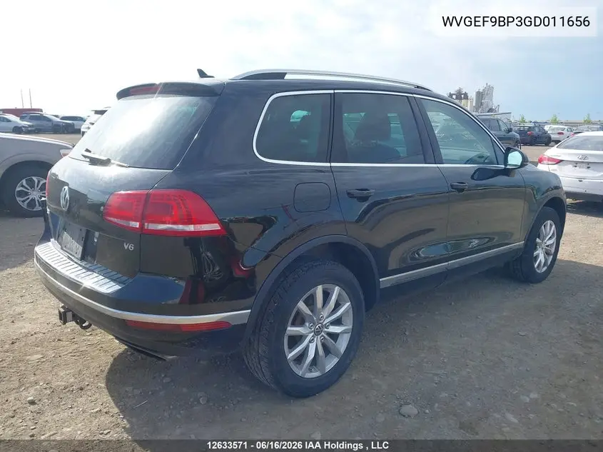 2016 Volkswagen Touareg Sport/Lux/Executive VIN: WVGEF9BP3GD011656 Lot: 12633571