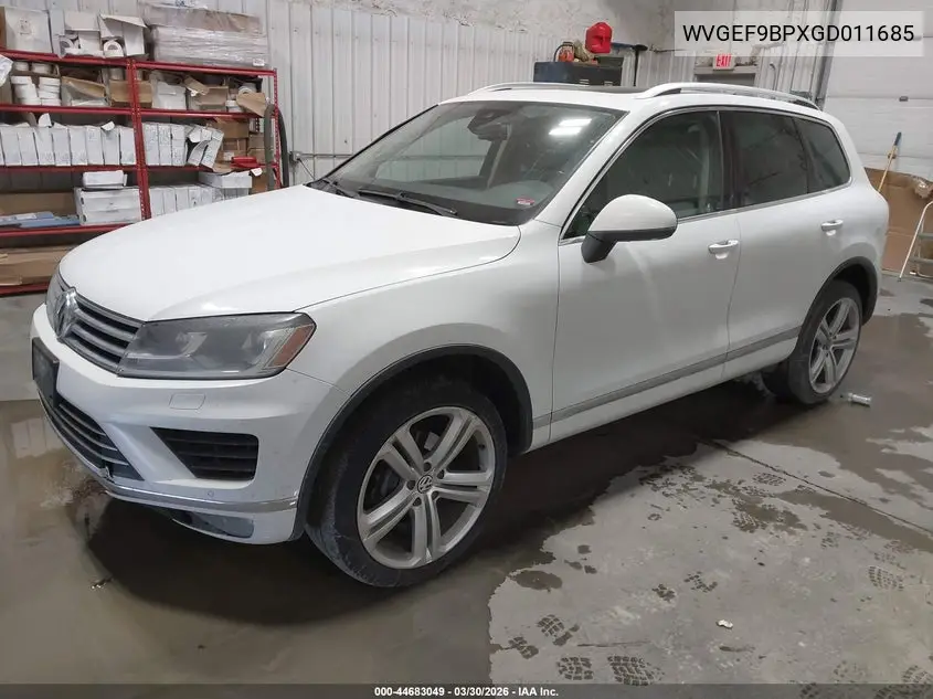 2016 Volkswagen Touareg Vr6 Executive VIN: WVGEF9BPXGD011685 Lot: 44683049