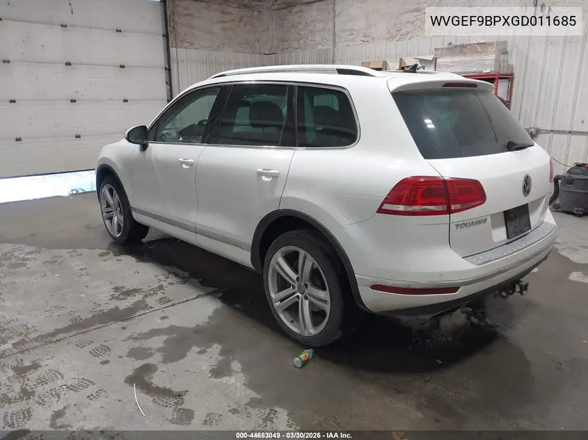 2016 Volkswagen Touareg Vr6 Executive VIN: WVGEF9BPXGD011685 Lot: 44683049