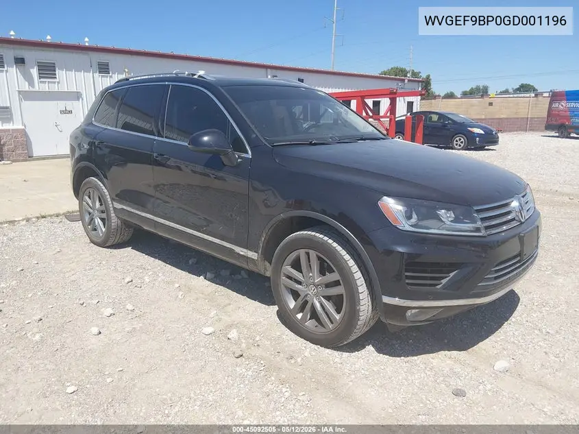 2016 Volkswagen Touareg Vr6 Lux VIN: WVGEF9BP0GD001196 Lot: 45092505