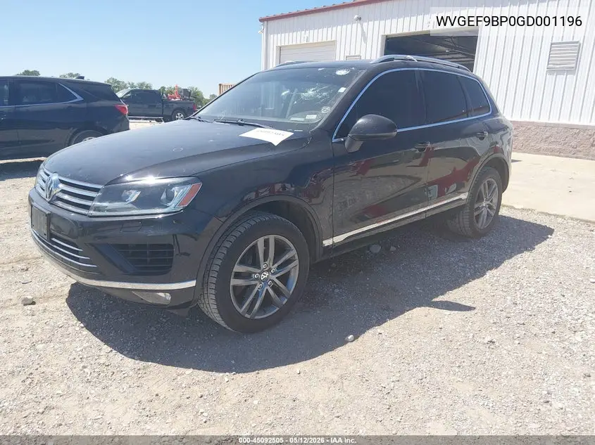 2016 Volkswagen Touareg Vr6 Lux VIN: WVGEF9BP0GD001196 Lot: 45092505