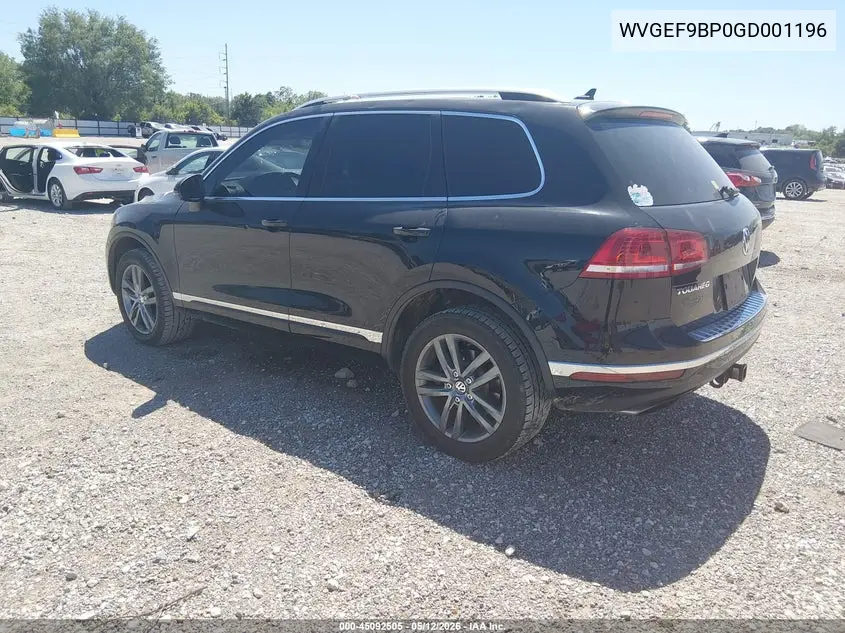 2016 Volkswagen Touareg Vr6 Lux VIN: WVGEF9BP0GD001196 Lot: 45092505
