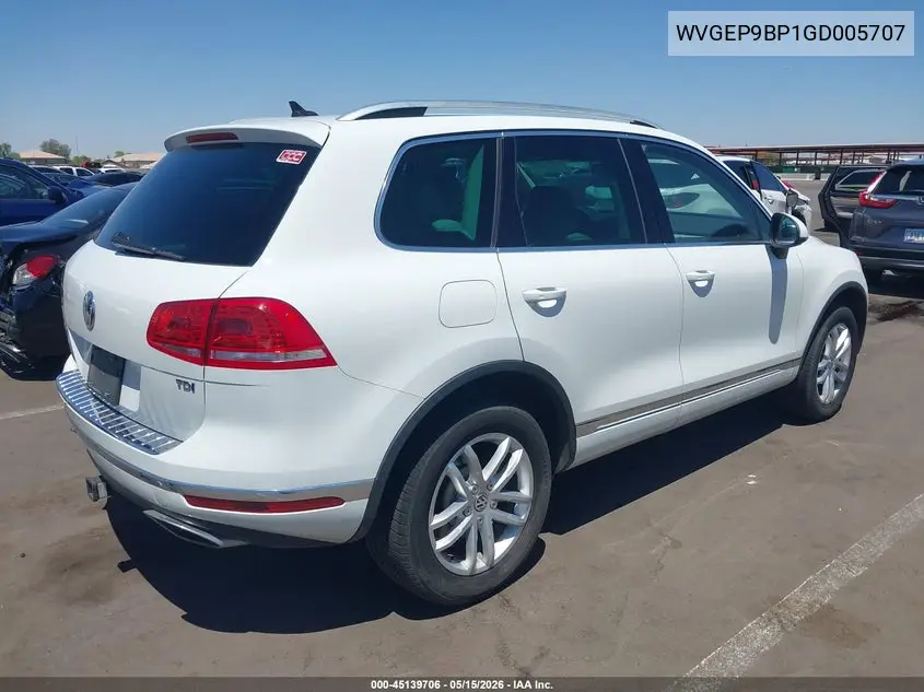 2016 Volkswagen Touareg Tdi Executive/Tdi Lux/Tdi Sport W/Technology VIN: WVGEP9BP1GD005707 Lot: 45139706