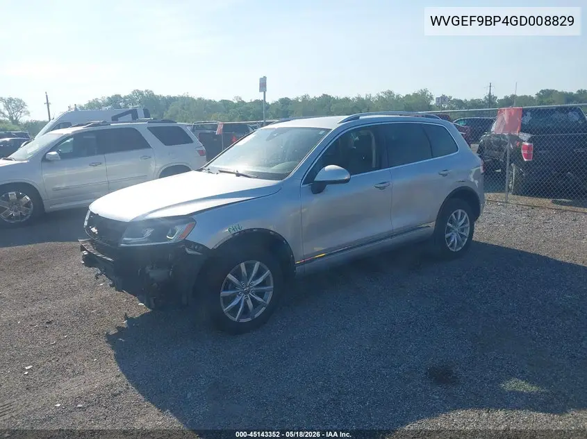 2016 Volkswagen Touareg Vr6 Sport VIN: WVGEF9BP4GD008829 Lot: 45143352