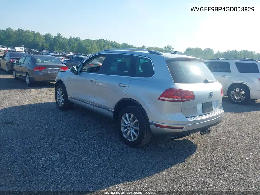 2016 Volkswagen Touareg Vr6 Sport VIN: WVGEF9BP4GD008829 Lot: 45143352