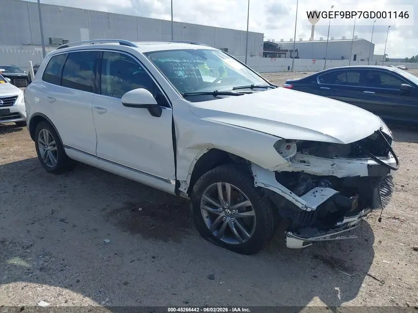 2016 Volkswagen Touareg Vr6 Lux VIN: WVGEF9BP7GD001146 Lot: 45266442
