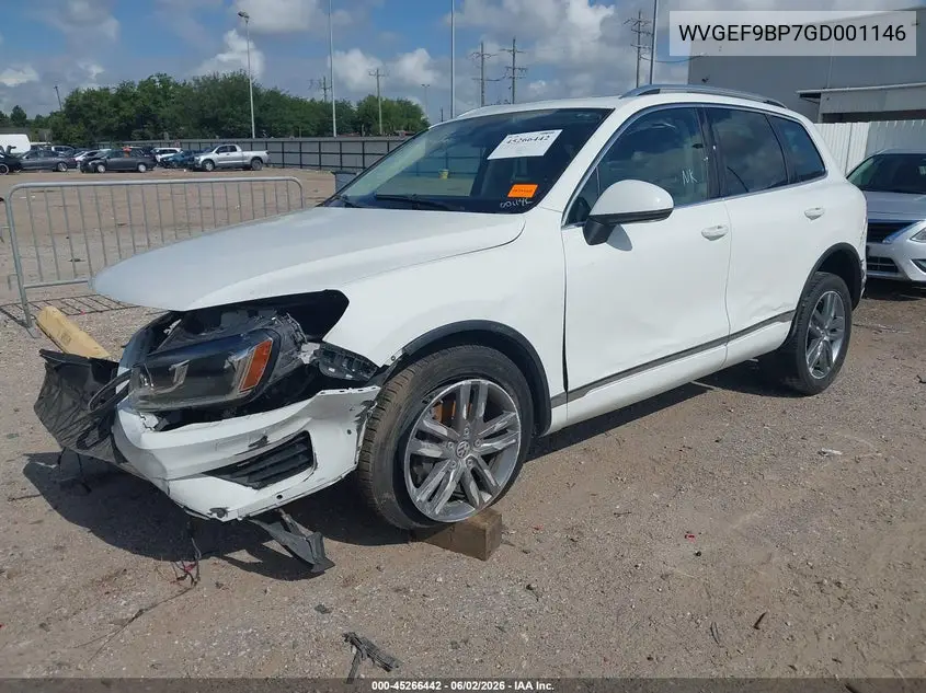 2016 Volkswagen Touareg Vr6 Lux VIN: WVGEF9BP7GD001146 Lot: 45266442
