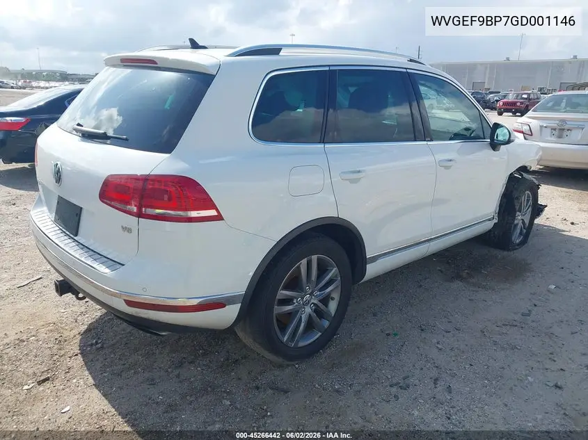 2016 Volkswagen Touareg Vr6 Lux VIN: WVGEF9BP7GD001146 Lot: 45266442