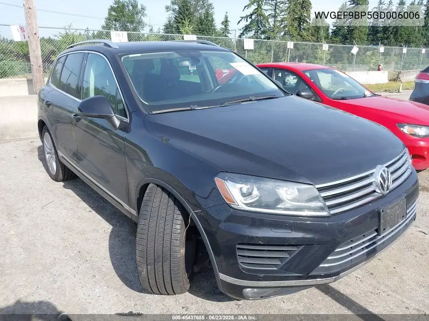 2016 Volkswagen Touareg Vr6 Sport VIN: WVGEF9BP5GD006006 Lot: 45437685