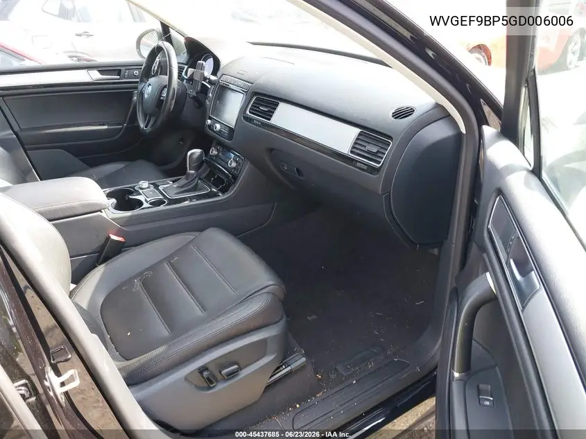2016 Volkswagen Touareg Vr6 Sport VIN: WVGEF9BP5GD006006 Lot: 45437685