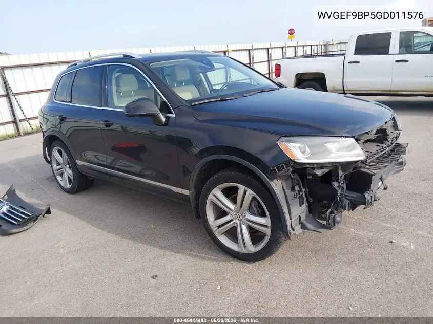 2016 Volkswagen Touareg Vr6 Executive VIN: WVGEF9BP5GD011576 Lot: 45444483