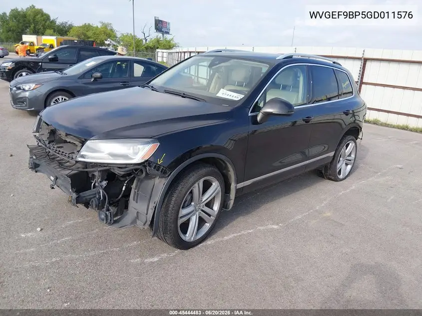 2016 Volkswagen Touareg Vr6 Executive VIN: WVGEF9BP5GD011576 Lot: 45444483