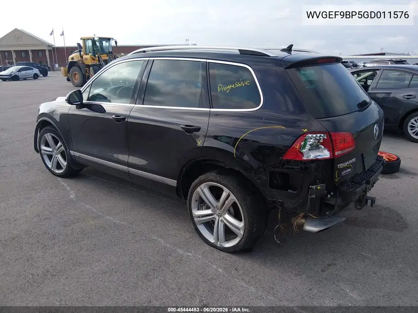 2016 Volkswagen Touareg Vr6 Executive VIN: WVGEF9BP5GD011576 Lot: 45444483