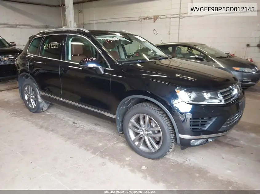2016 Volkswagen Touareg Vr6 Lux VIN: WVGEF9BP5GD012145 Lot: 45539202