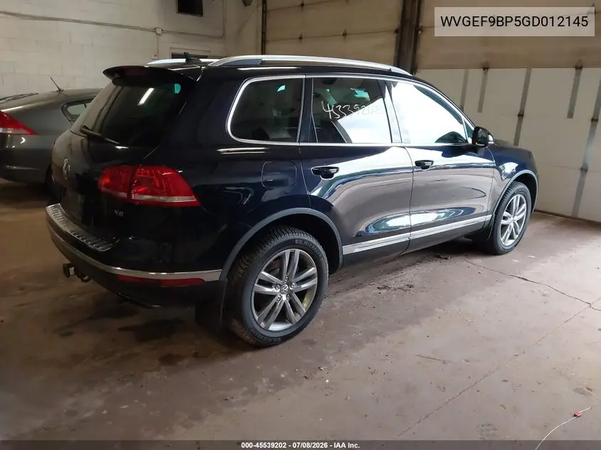 2016 Volkswagen Touareg Vr6 Lux VIN: WVGEF9BP5GD012145 Lot: 45539202