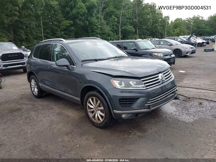 2016 Volkswagen Touareg Sport W/Technology VIN: WVGEF9BP3GD004531 Lot: 45548338