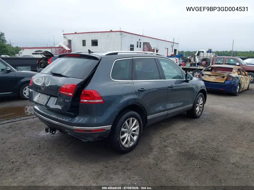 2016 Volkswagen Touareg Sport W/Technology VIN: WVGEF9BP3GD004531 Lot: 45548338