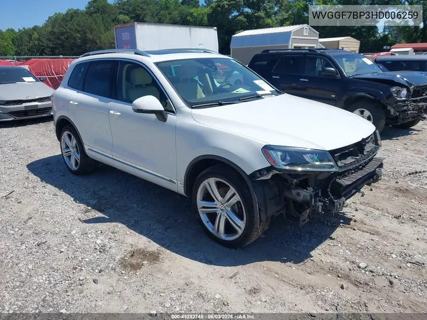 2017 Volkswagen Touareg V6 Executive VIN: WVGGF7BP3HD006259 Lot: 45282745