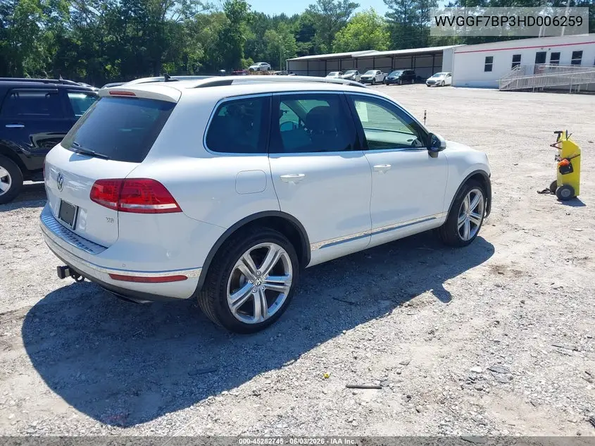 2017 Volkswagen Touareg V6 Executive VIN: WVGGF7BP3HD006259 Lot: 45282745