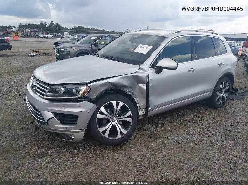 2017 Volkswagen Touareg V6 Wolfsburg Edition VIN: WVGRF7BP0HD004445 Lot: 45414820