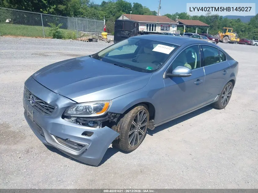 2017 Volvo S60 Inscription T5 Platinum VIN: LYV402TM5HB145027 Lot: 45351421
