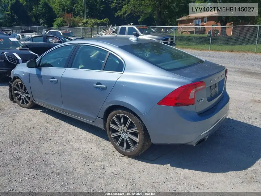 2017 Volvo S60 Inscription T5 Platinum VIN: LYV402TM5HB145027 Lot: 45351421