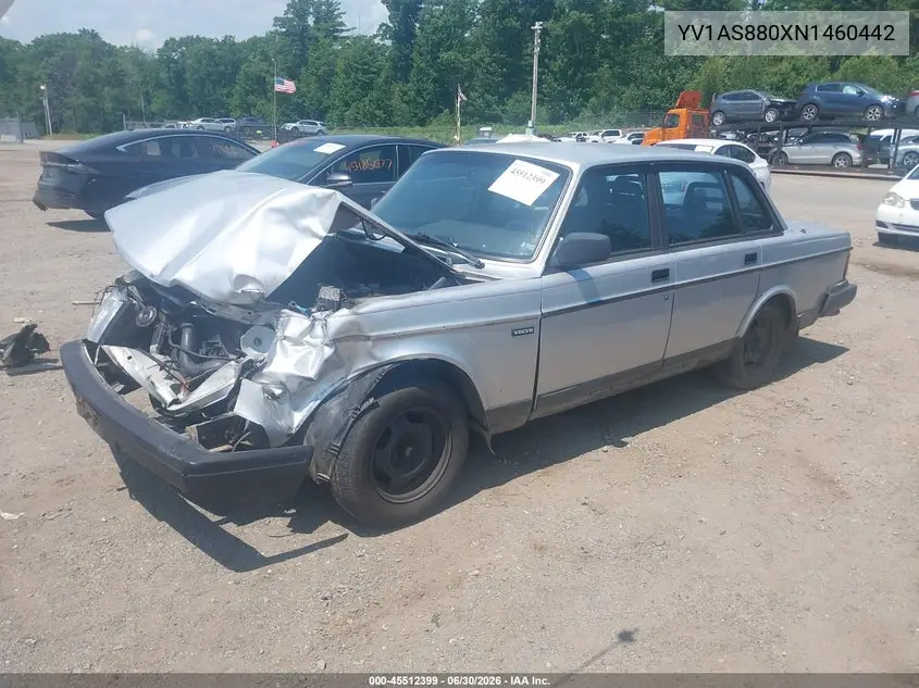 1992 Volvo 240 Gl VIN: YV1AS880XN1460442 Lot: 45512399