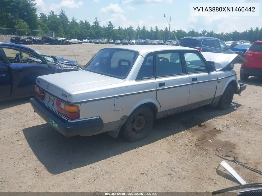 1992 Volvo 240 Gl VIN: YV1AS880XN1460442 Lot: 45512399