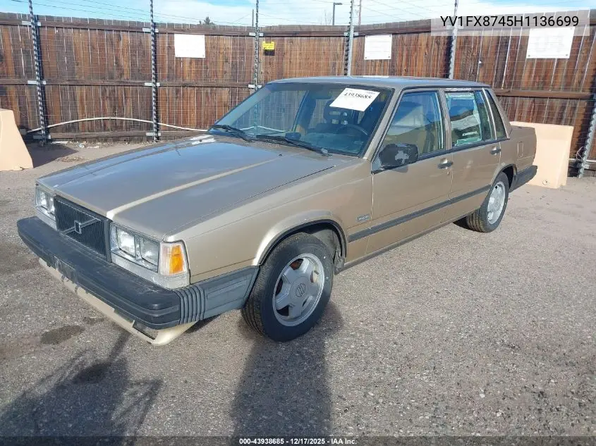 1987 Volvo 740 Gle VIN: YV1FX8745H1136699 Lot: 43938685