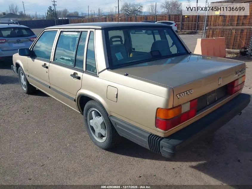 1987 Volvo 740 Gle VIN: YV1FX8745H1136699 Lot: 43938685