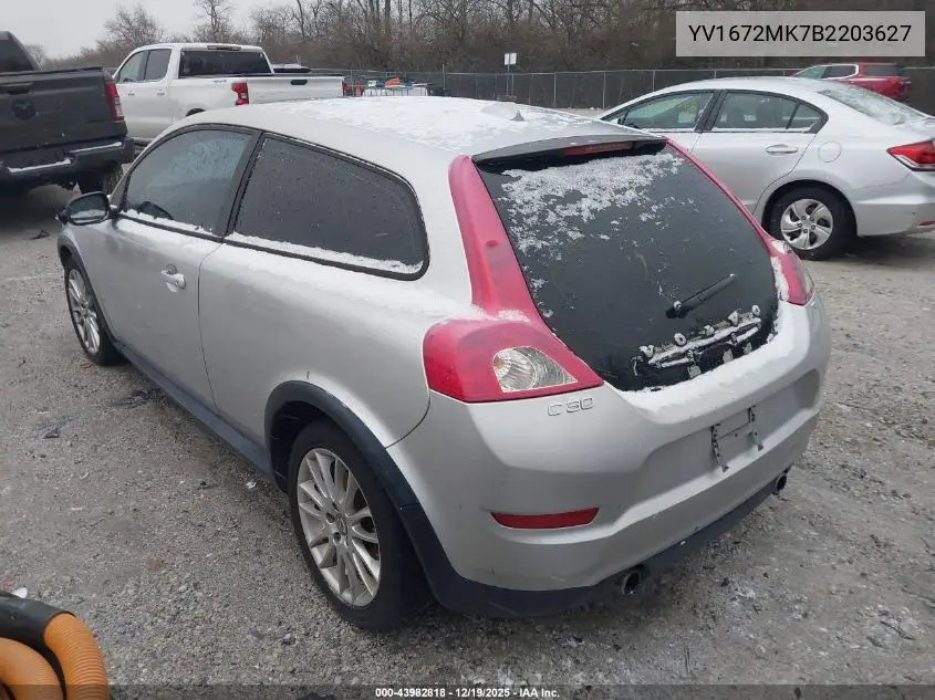 2011 Volvo C30 T5/T5 R-Design VIN: YV1672MK7B2203627 Lot: 43982818