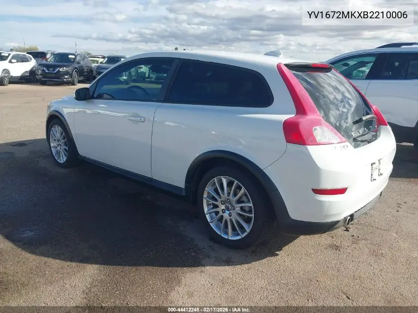 2011 Volvo C30 T5/T5 R-Design VIN: YV1672MKXB2210006 Lot: 44412245