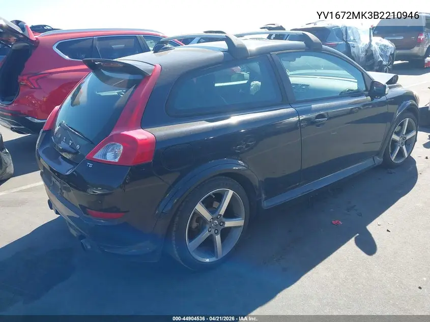 2011 Volvo C30 T5/T5 R-Design VIN: YV1672MK3B2210946 Lot: 44904536