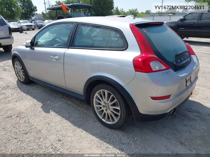 2011 Volvo C30 R-Design/T5 (Retail Only) VIN: YV1672MK8B2204611 Lot: 45560866