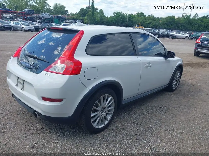 2012 Volvo C30 T5/T5 Platinum/T5 Premier Plus/T5 R-Design/T5 R-Design Platinum/T5 R-Design Premier Plus VIN: YV1672MK5C2280367 Lot: 45283684