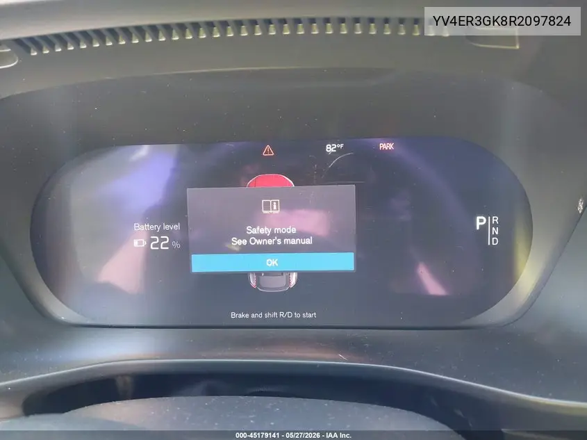 2024 Volvo C40 Recharge Pure Electric Twin Core VIN: YV4ER3GK8R2097824 Lot: 45179141