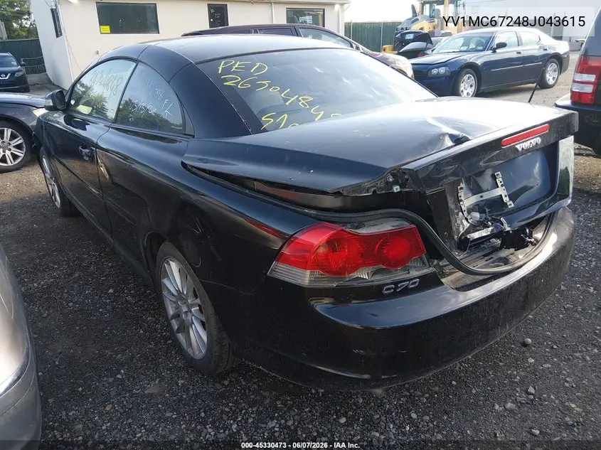 2008 Volvo C70 T5 VIN: YV1MC67248J043615 Lot: 45330473