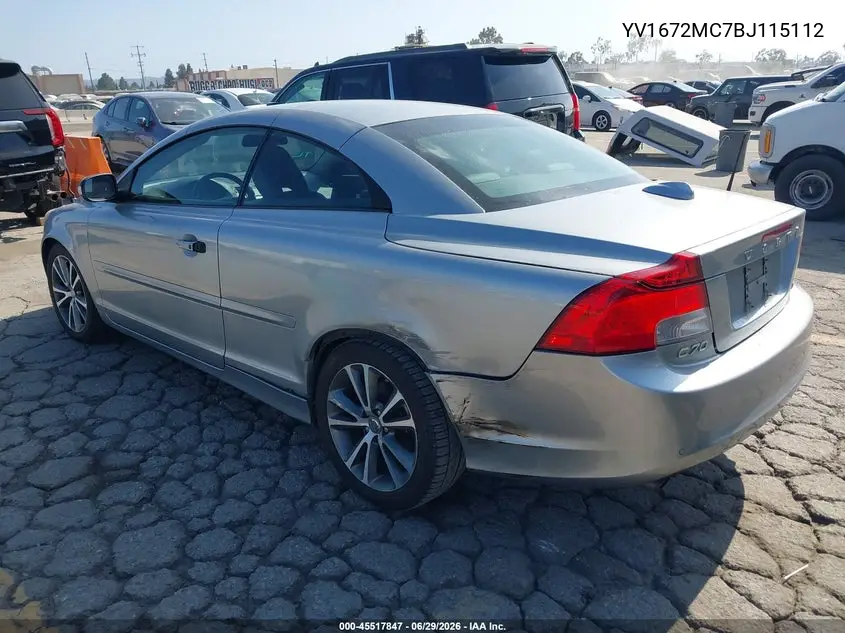 2011 Volvo C70 T5 (Fleet Only)/T5 (Retail Only) VIN: YV1672MC7BJ115112 Lot: 45517847