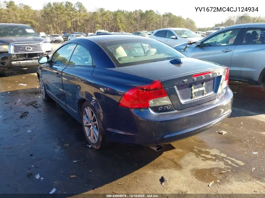 2012 Volvo C70 T5 VIN: YV1672MC4CJ124934 Lot: 43905976