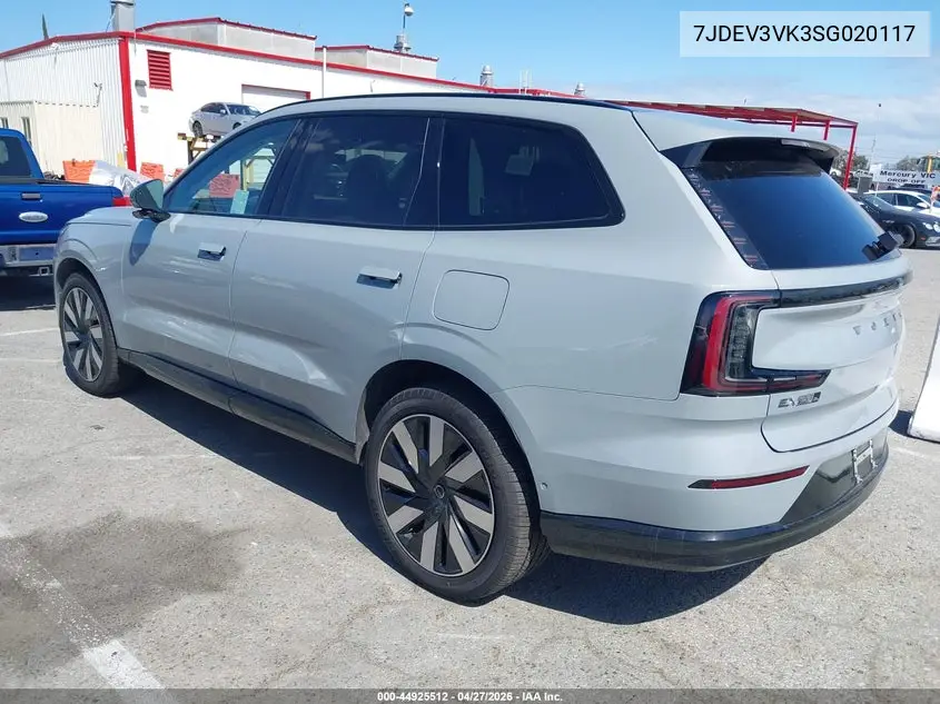 7JDEV3VK3SG020117 2025 Volvo Ex90 Plus, Twin Motor, Fully Electric, 7 Seats