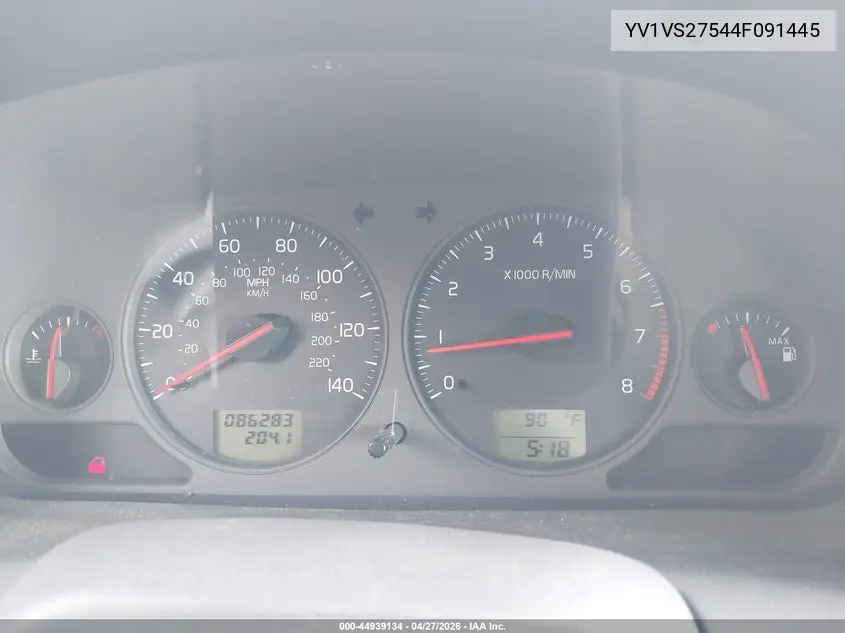 2004 Volvo S40 A/Lse VIN: YV1VS27544F091445 Lot: 44939134