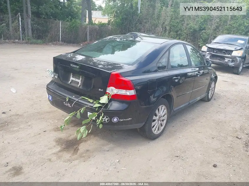 2005 Volvo S40 2.4I A/2.4I A Sr/2.4I M/2.4I M Sr VIN: YV1MS390452115643 Lot: 45527368