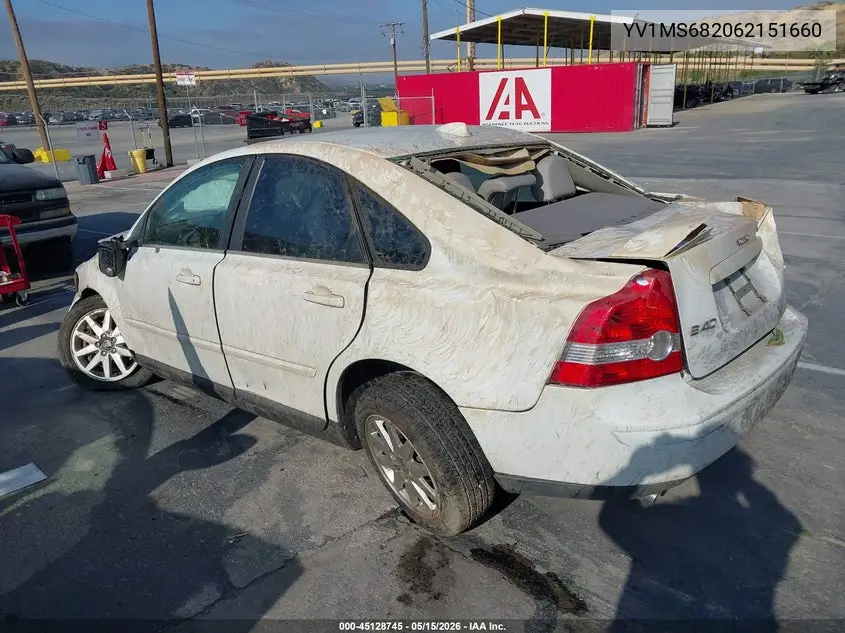 2006 Volvo S40 T5 VIN: YV1MS682062151660 Lot: 45128745
