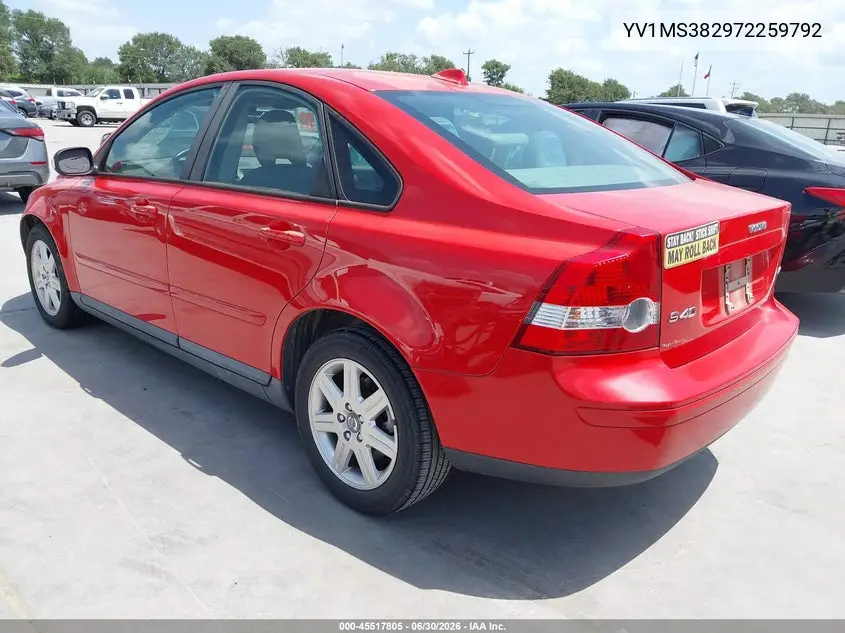 2007 Volvo S40 2.4I VIN: YV1MS382972259792 Lot: 45517805