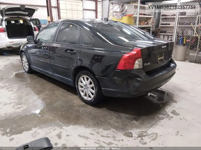 2008 Volvo S40 2.4I VIN: YV1MS382182367759 Lot: 45165190