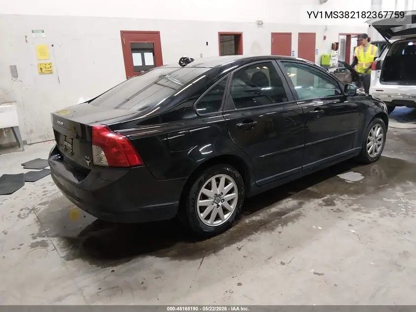 2008 Volvo S40 2.4I VIN: YV1MS382182367759 Lot: 45165190
